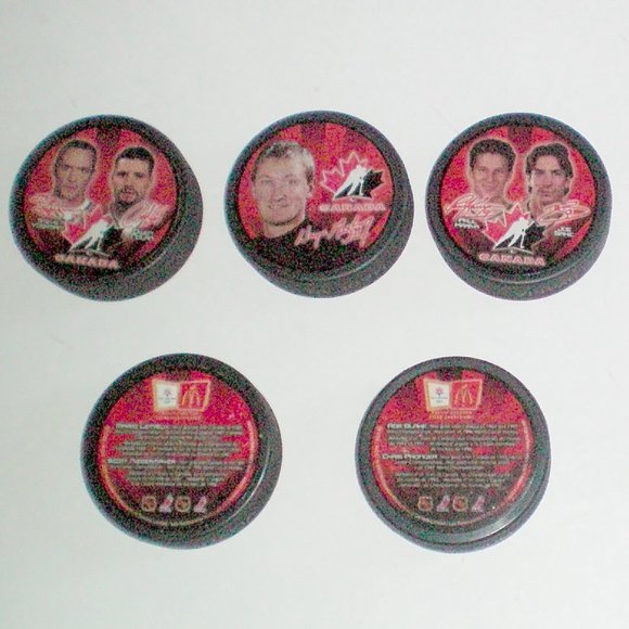 2002 Team Canada Salt Lake Olympics McDonalds 5 puck set - Picture 1 of 2
